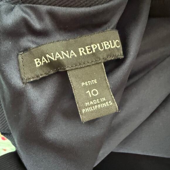 Banana Republic 10P Navy Dress Shift Button Back Ruffle Mermaid Hem Modest Party - Picture 6 of 7